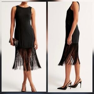 Abercrombie & Fitch Black Fringe Hem Sleeveless Dress
